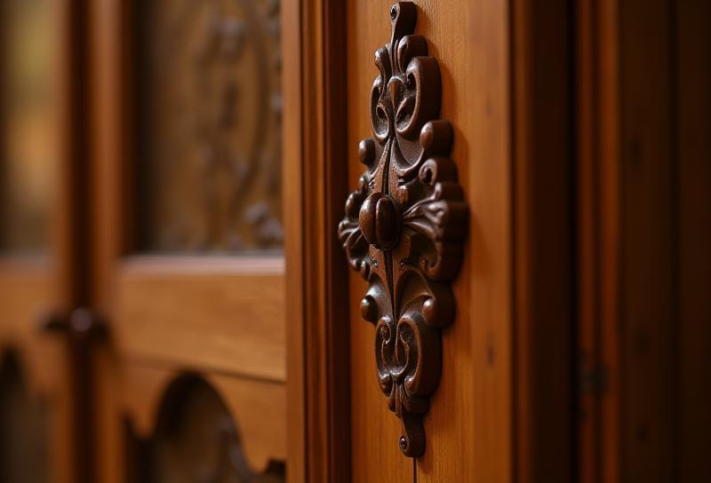 Dettaglio boiserie in legno su una parete cucina