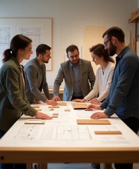Il team di Rinnovare Cucine e Arredi al lavoro nel loro studio di design